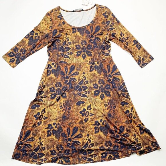 Peruvian Connection Dresses & Skirts - Peruvian Connection Womens Beatrice Dress Multicolor Size L Floral Knit